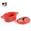 Oval red ceramic cookware sets with lid