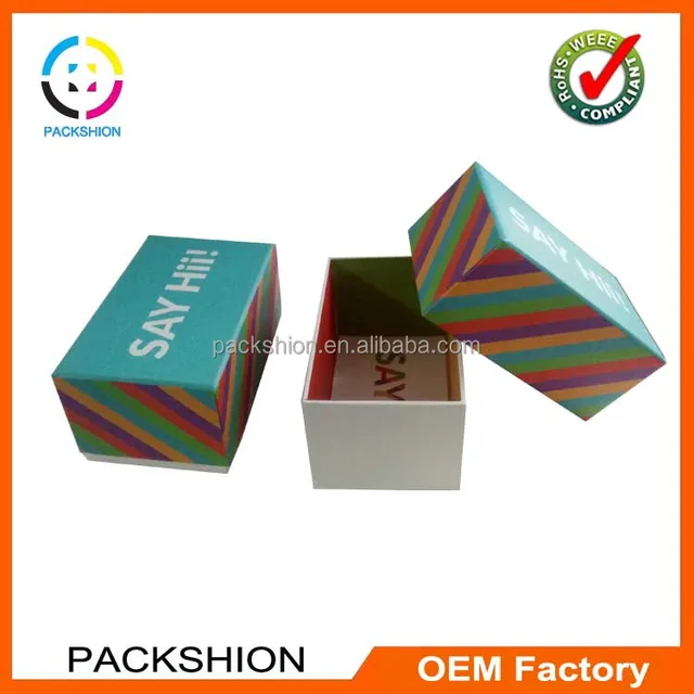 custom fancy small printed rigid cardboard box with lid for gift