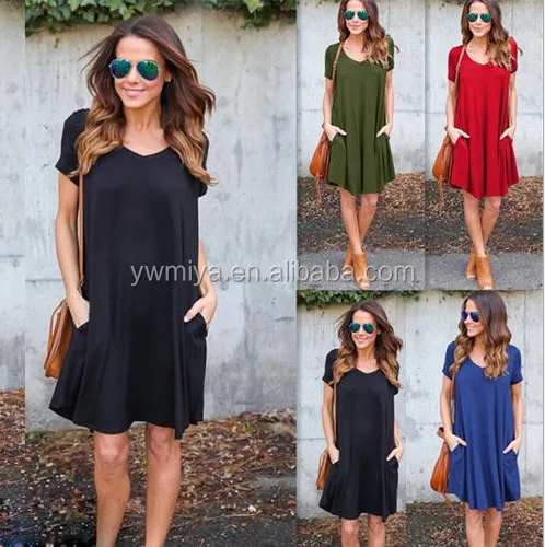 FX-009 2018 PLus size Whoholesale Women Casual V Neck Short Sleeve Dresses Loose Clothing casual lady wear with Pocket, Shown;10 colors
FX-009 2018 PLus size Whoholesale Women Casual V Neck Short Sleeve Dresses Loose Clothing casual lady wear with Pocket, Shown;10 colors