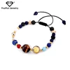Fashion Jewelry Natural Solar System Stone Beaded Bracelet Galaxy Solar System Eight Planets Braided Bracelets