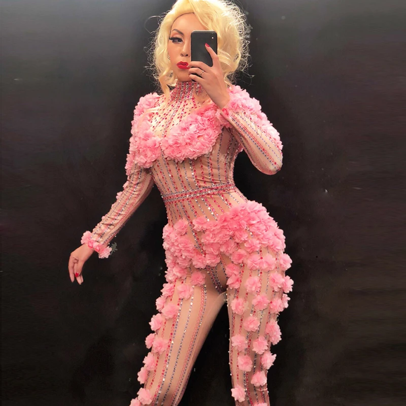 Pink Flowers Cute Jumpsuit Rhinestones One Piece Dance Sparkly Costume Women' Birthday Outfit Stage Singer Performance Wear
Pink Flowers Cute Jumpsuit Rhinestones One Piece Dance Sparkly Costume Women' Birthday Outfit Stage Singer Performance Wear