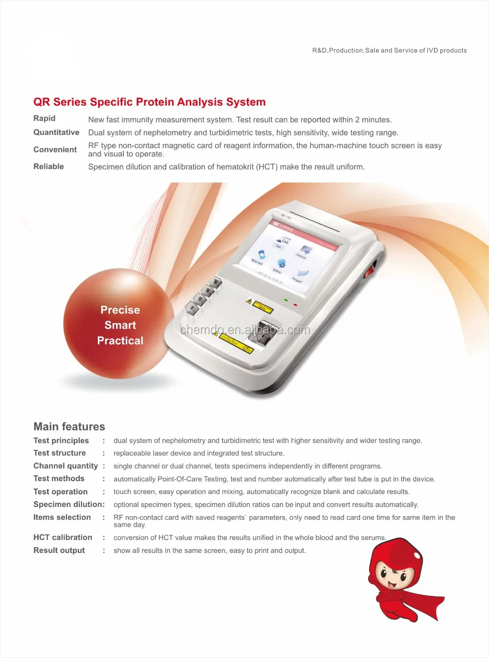 QR100 CRP/hsCRP/mALB/CysC/HbA1c Specific Protein Analyzer, View