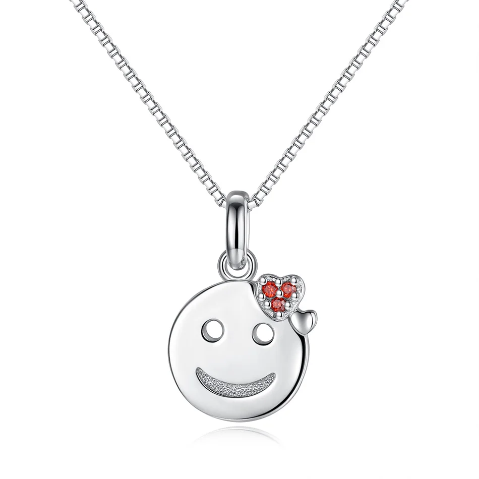 High Quality 925 Sterling Silver Necklace Cute Smile Face Round Pendant Necklace with CZ Heart Bead for Fashion Women Wearing
High Quality 925 Sterling Silver Necklace Cute Smile Face Round Pendant Necklace with CZ Heart Bead for Fashion Women Wearing