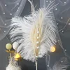 Decorative Cake Topper Beige Peacock Pearl Feather