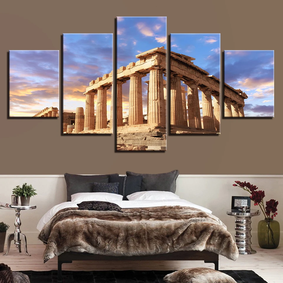 Acropolis Parthenon Temple Building Landscape Paintings