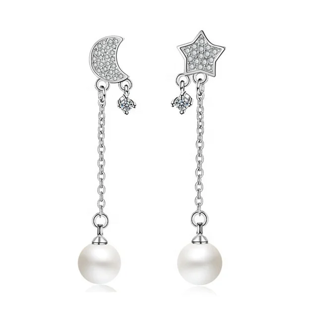 New temperament Inlaid zircon moon and star pearl needle earrings super fairy earrings crystal from fit wedding
New temperament Inlaid zircon moon and star pearl needle earrings super fairy earrings crystal from fit wedding