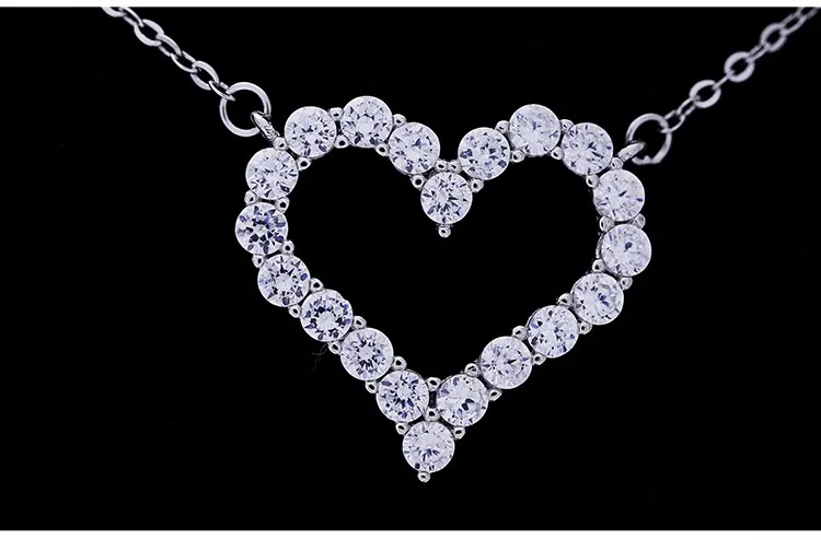 valentines day love theme silver heart pendant couples necklace