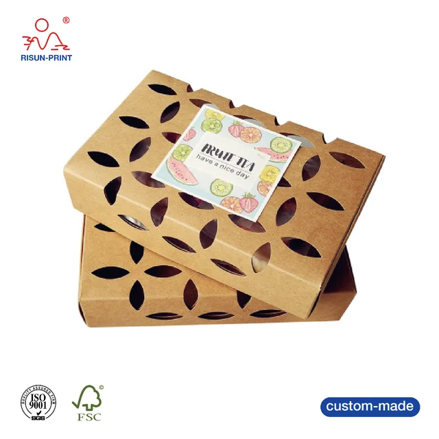 special die cut design natural brown tuck top kraft gift