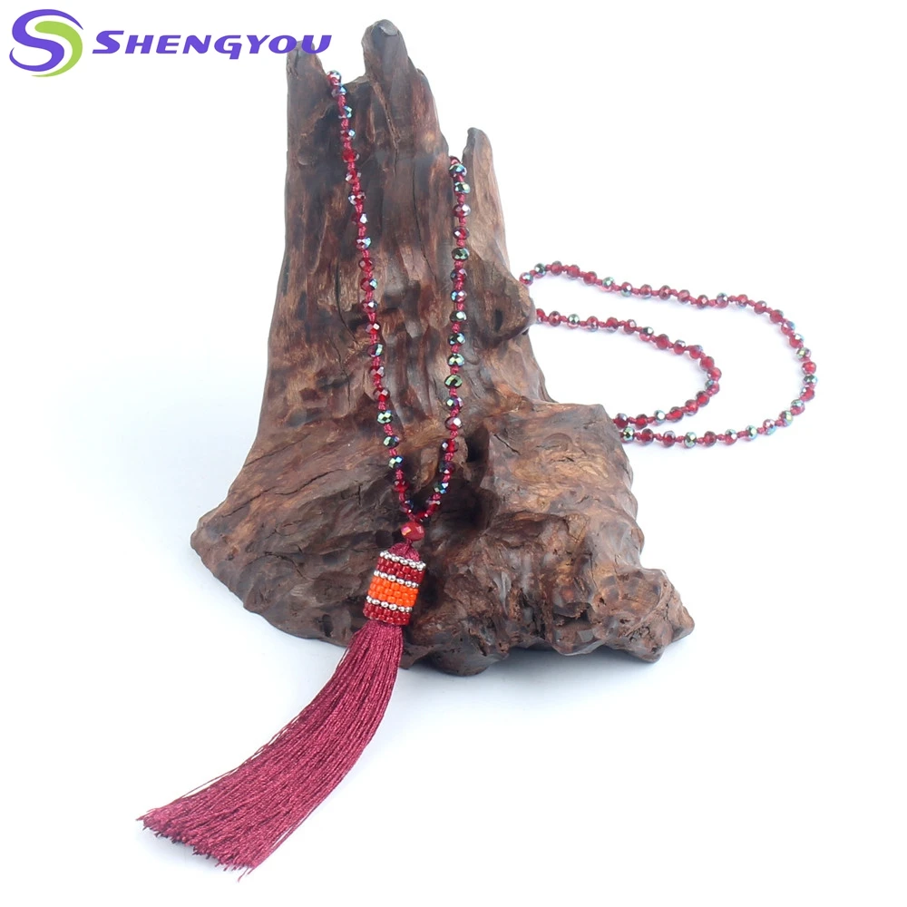Handmade Jewelry Latest Design Tassel Bead Necklace with Multiple Colors