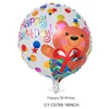 18 inch Happy Birthday Cartoon Round Mylar Balloons animal printed Bear Mermaid butterfly design balloon