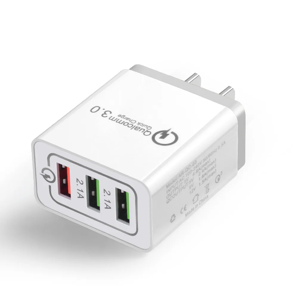 Portable Travel Phone Charger 3.0 Fast Plug 3 Port Multi USB Adapter Trending Electric Wall Charger with EU/US Connections
