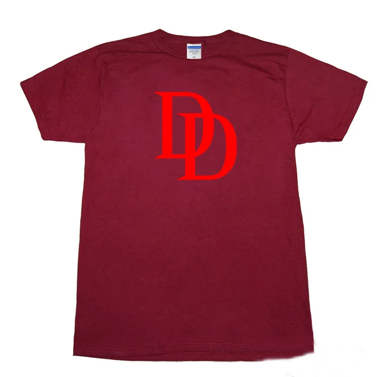 Wine Red Casual Summer Daredevil Logo T-shirts Print Pattern Cotton Short Sleeve O-Neck Tops Tee Shirts Clothing