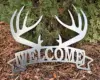 Laser cut artificial rustic deer welcome sign for Barton