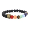 Hot Selling Wholesale Custom 8mm Colorful Rainbow Beads Claw Charms Stretch Natural Stone Lava Bead Bracelet For Men