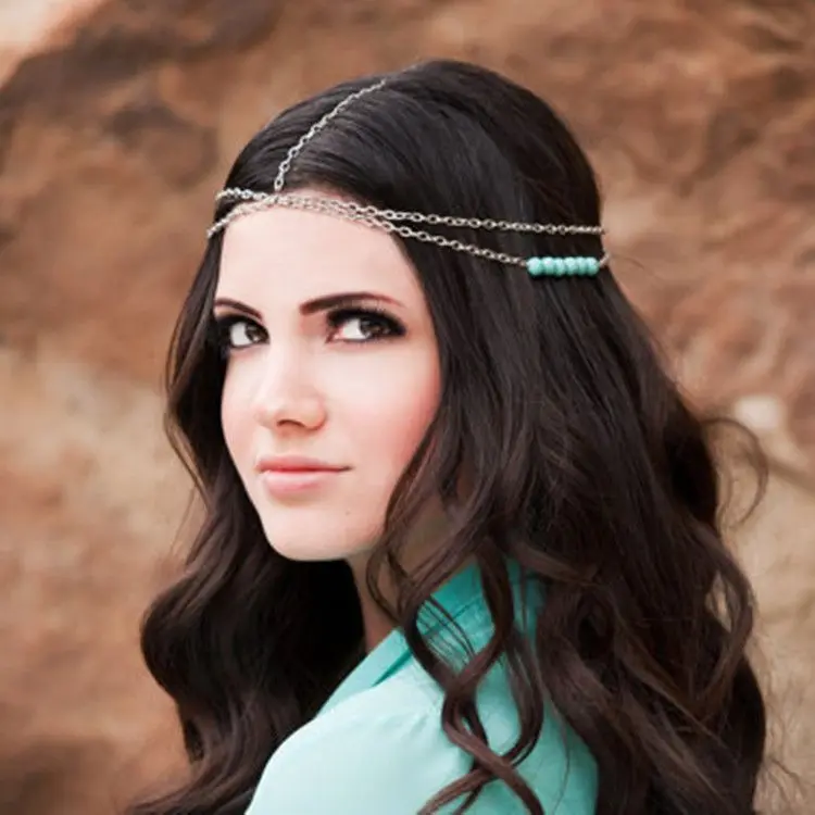 Factory Wholesale Jewelry Head Chain Turquoise Bridal Wedding Hair