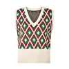 Fashion diamond jacquard deep V neck sweater vest