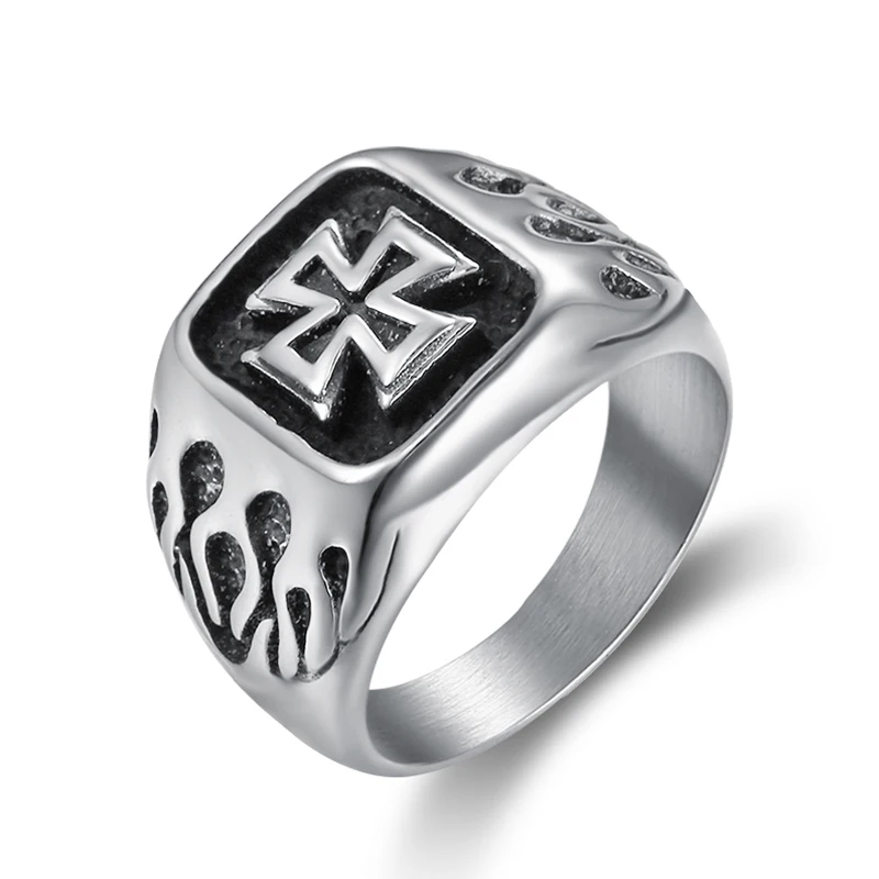 New Arrival 316L Stainless Steel Jesus Cross Flame Pattern Punk Rock Finger Ring for Male Fashion Jewelry Gift
New Arrival 316L Stainless Steel Jesus Cross Flame Pattern Punk Rock Finger Ring for Male Fashion Jewelry Gift