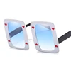 Oversize Thick Metal Frame Poker Sunglasses Love Decoration Fashion Women Rectangle Sunglasses