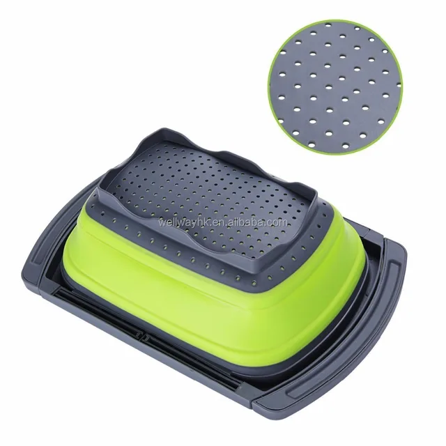 product name: colander collapsible - green & grey - over the