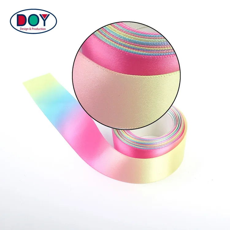 tape label maker custom sublimation print rainbow satin ribbon