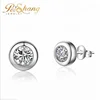 Simple jewelry bezel 925 sterling silver stud earrings