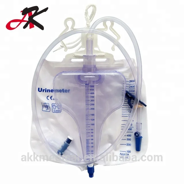 Medical Device disposable sterile 2000ml T valve anti-reflux adult urine collection drinage bag