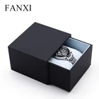FANXI China Custom Logo Black Paper Storage Boxes Packaging With Drawer Bracelet Bangle Jewelry Watch Packing Box