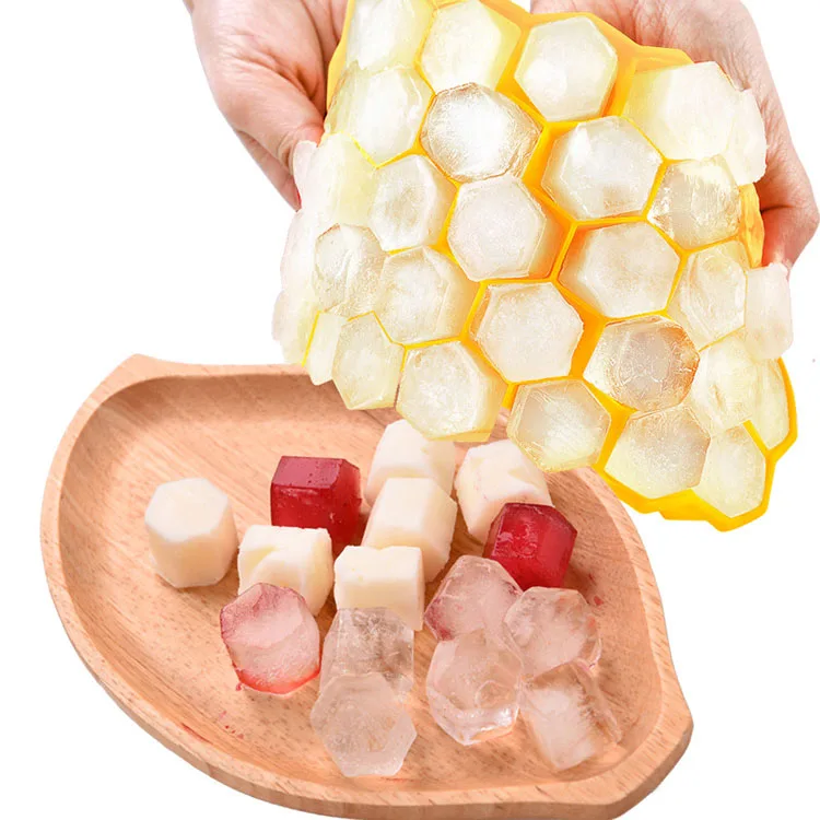 DIY Baby Safe Material Silica gel 37 Cup Ice Cube Molds new product ideas 2019 Silicone Honeycomb Ice Cube Trays With Lid