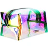 Popular product custom logo transparent hologram zip makeup storage bag