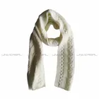 100% acrylic white women scarf with wring jacquard pattern single layer knit scarf