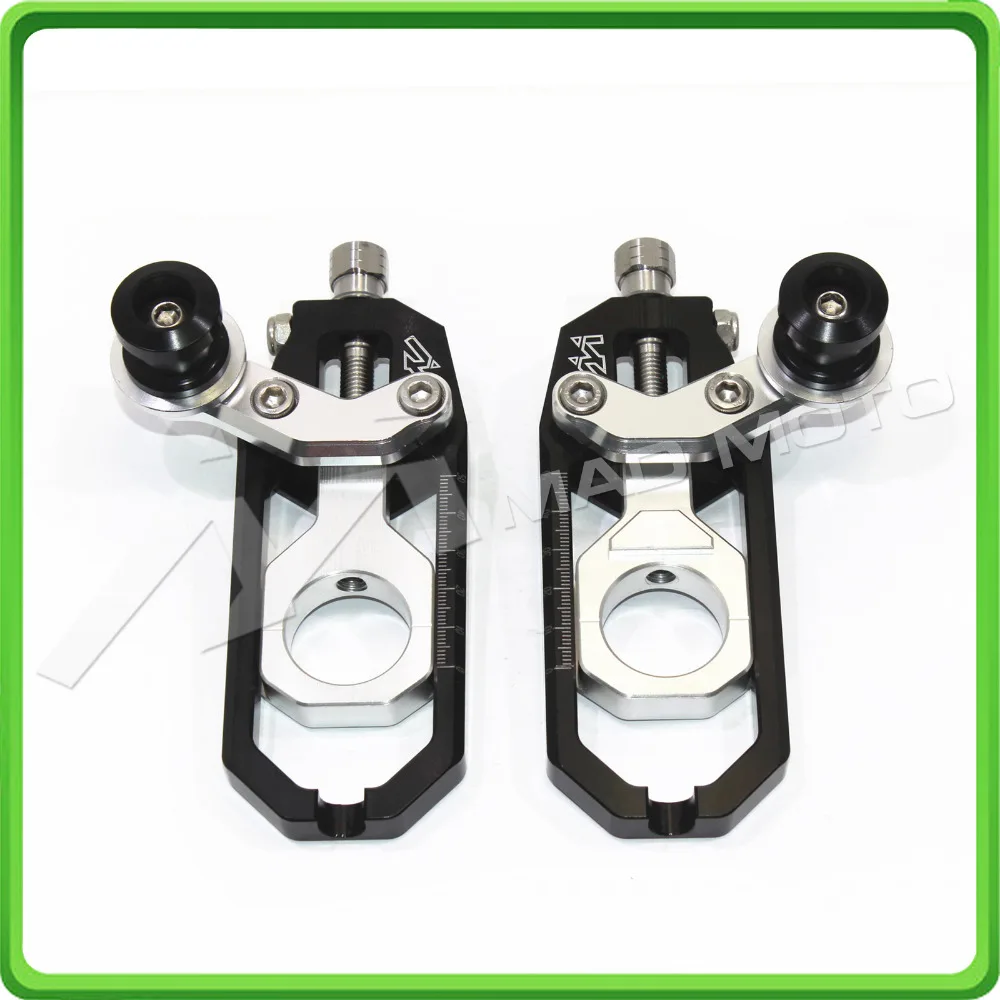 Motorcycle Chain Tensioner Adjuster with spool kit for Yamaha FZ1 2006 2007 2008 2009 2010 2011 2012 2013 2014 2015 Black&Silver (1)