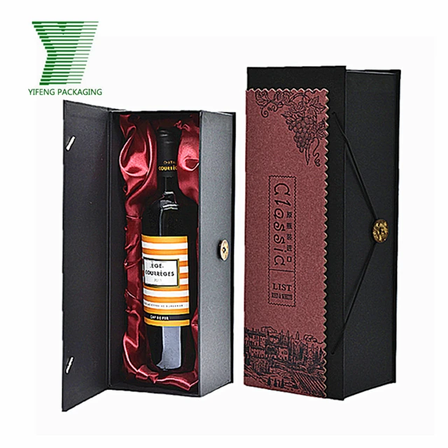 Luxury handmade black cardboard wine packaging wine box