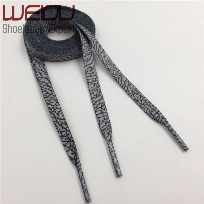 

Weiou elephant skin grain printed shoelaces cool shoelace patterns flat printed shoe strings fashion style laces for sneakers, Grey-black,support customized color