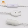 White Fabric Twisted Cord Set With EU 2 Pin Plug And E14 Plastic Lampholder