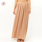 Satin Fabric 100% polyester Smooth Straight Long Maxi Skirt for Fat Women Loose Plus Size Muslim Skirt