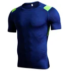 No brand compression men gym Tshirts quick dry gym tops keeping cool yoga wear with mesh fabric