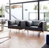 Libaray waiting area /living room loose furniture faux leather stainless steel sofa