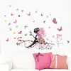 Flower Fairy butterflies Vinyl wall stickers Home decor Eco-friendly Removable decals Living room decor flower wall decals