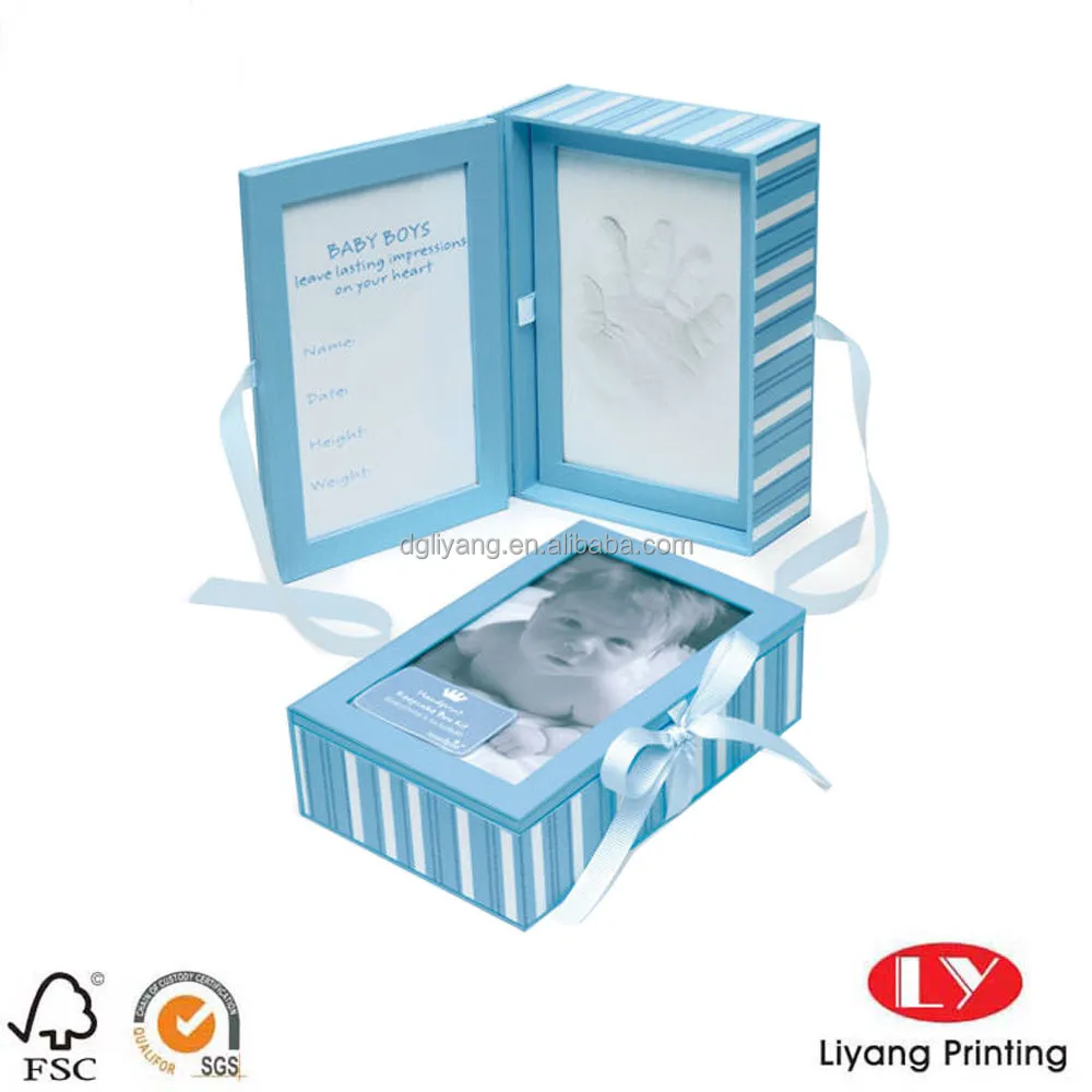 large baby book shape hard cardboard gift box with clear pvc