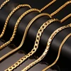 Classic Men's Stainless Steel Snake/Box/Hanging/Curb/Flat/Twist Chain 24inch Gold-Color Long Necklace Wide 3mm/6mm