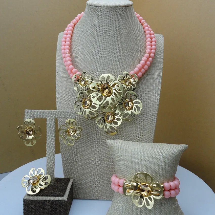 Yuminglai Conjunto De Joyas De Oro Con Cuentas Conjunto De Joyer A