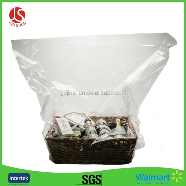 clear jumbo basket shrink wrap cello bag