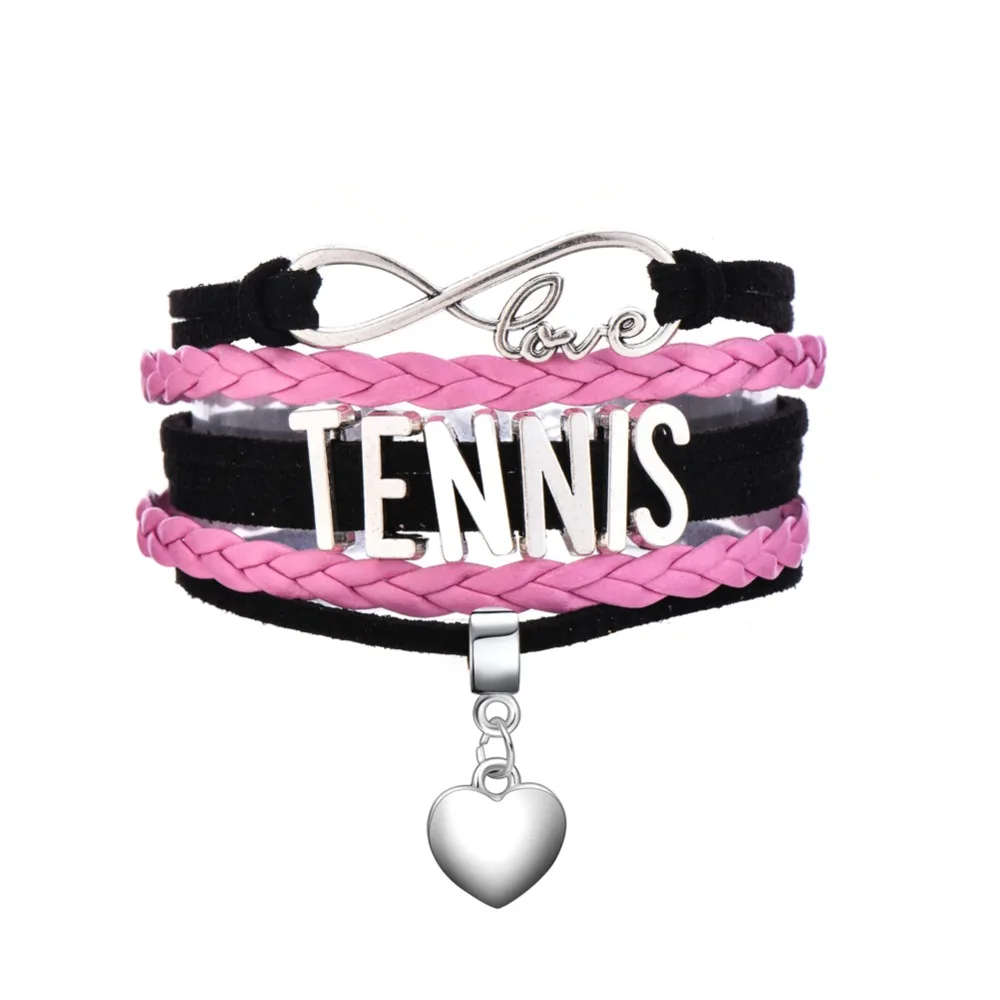 fashion leather charm bracelet,infinity Love Tennis heart charm multilayer bracelets, Black&pink
fashion leather charm bracelet,infinity Love Tennis heart charm multilayer bracelets, Black&pink