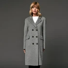 Elegant gray Double Button Winter coat ladies Wool trench coat women