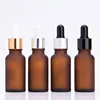 Label printing 15 ml 20 ml 30 ml 50 ml 100 ml round empty frosted amber essential oil serum glass dropper bottle
