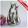 Custom family statue silver electroplate resin deer figurines