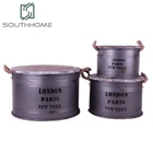 Fashional metal storage can box trunk with wood lid
