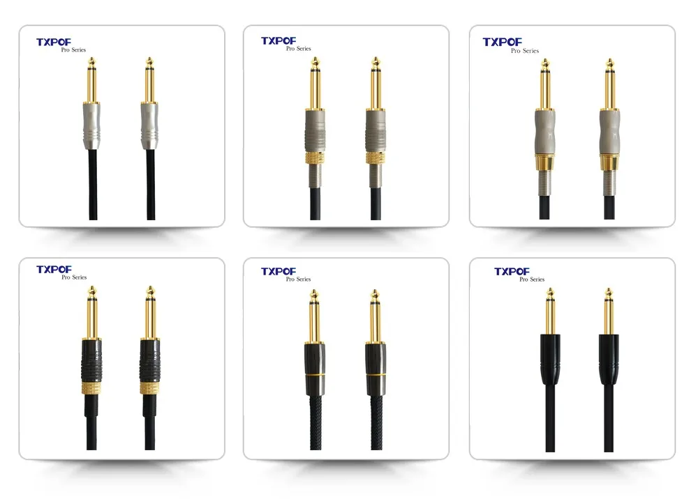 Nickel plated Zinc alloy shell male to right angle male TRS 1/4 inch mono 6.35 mm instrument cable - ANKUX.COM