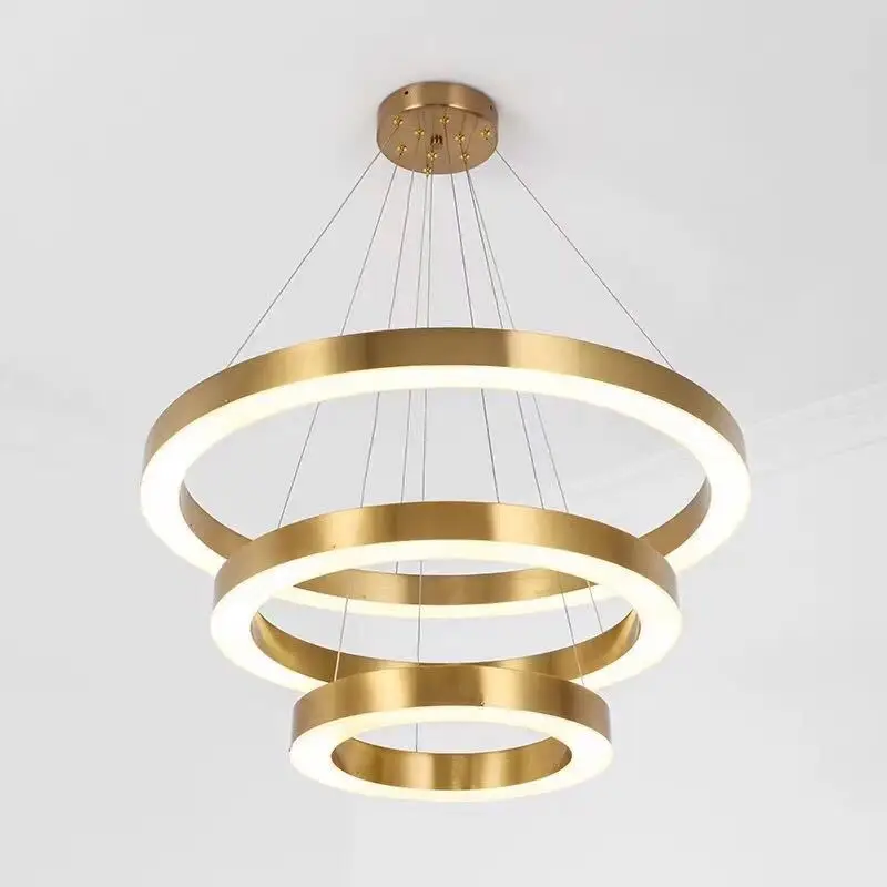 Stainless steel circular ring LED light manufactures chandelier led luxury modern pendant light