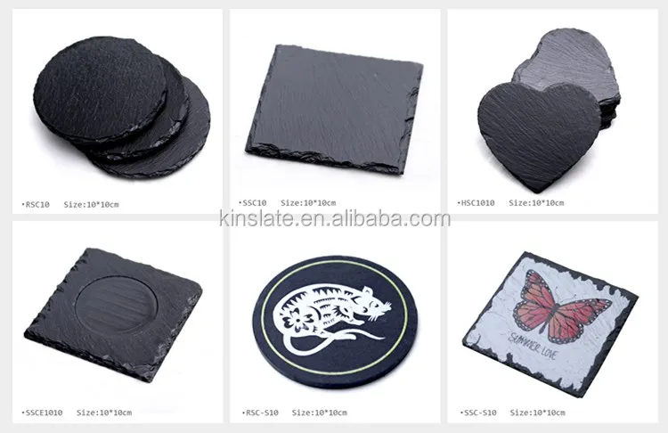 06 Slate made natural beer coasters for desk or coffee table